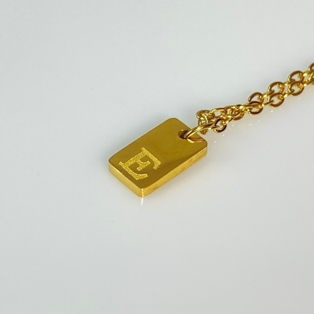 Initial Letter E Tag Necklace